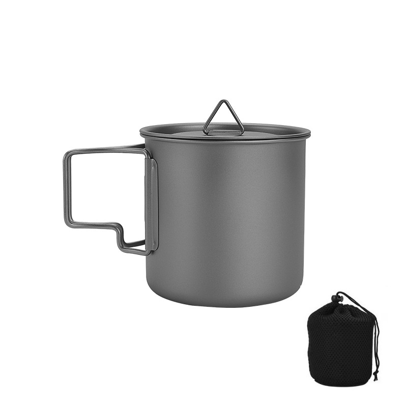 Camping Cooking Organizer - كوب تخييم من التيتانيوم بمقبض قابل