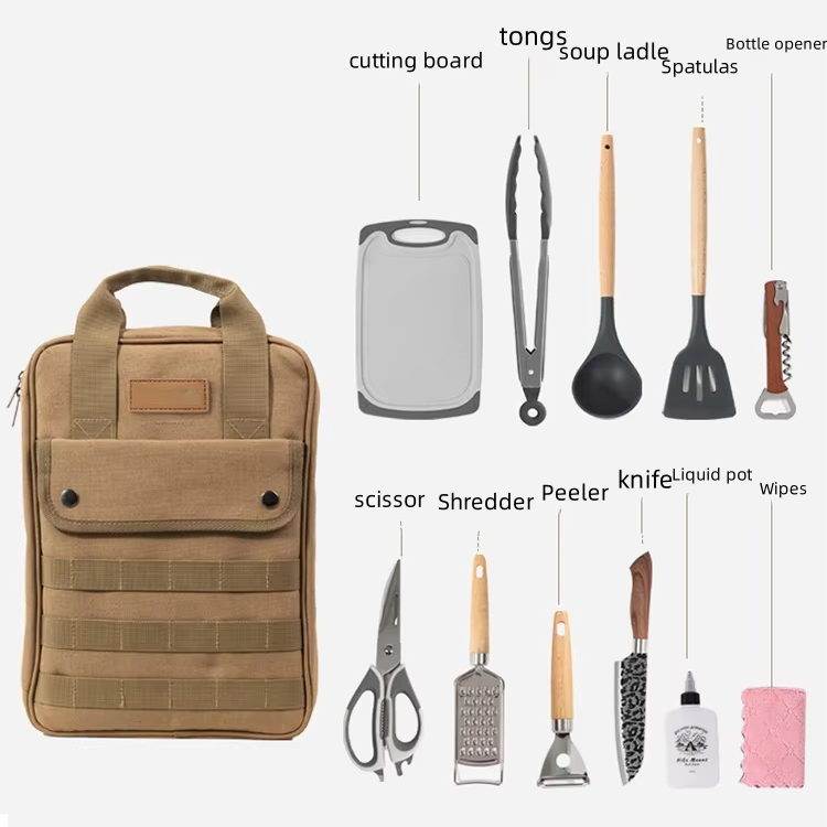 Camping Cooking Utensil Organizer - مجموعة أدوات الطهي للتخييم، 12 قطعة