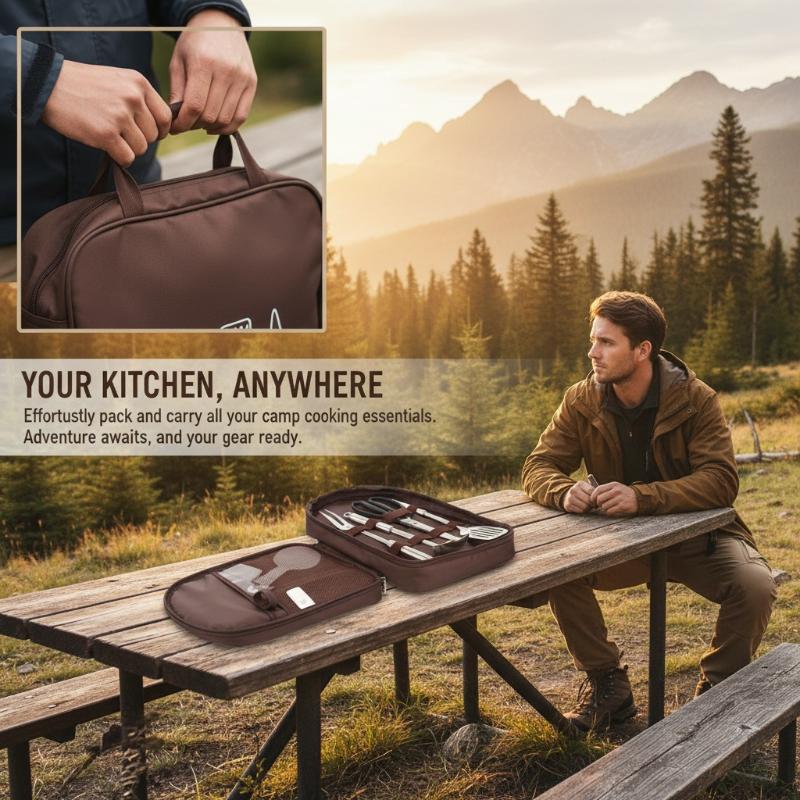 Camping Cooking Utensil Organizer - حقيبة طهي خارجية، حقيبة تخزين للتخييم،