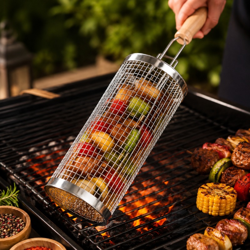 Camping Cooking Device - مجموعة سلة شواء دائرية من الفولاذ