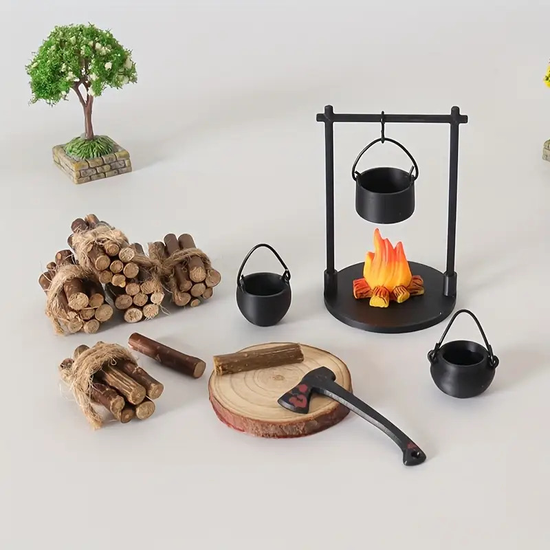 Camping Cooking Utilities - المعسكر الصغير معلقة موقد وعاء دمية