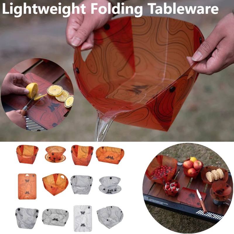 Camp Cutting Board - أدوات مائدة للتخييم قابلة للطي، وعاء