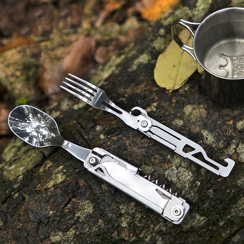 طقم شوكة وملعقة متعدد الوظائف  - مراجعة Camping Cooking And Dining Set وسعره