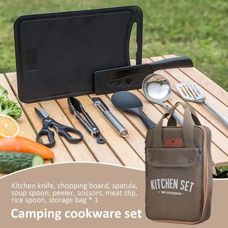 طقم أدوات طهي للتخييم مكون من  - مراجعة Camping Outdoor Cooking Equipment وسعره