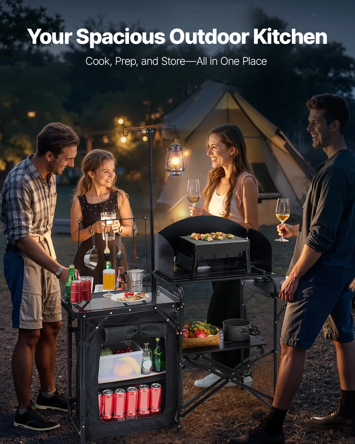طاولة تخييم قابلة للطي، طاولة  - مراجعة Camping Cooking Cupboard وسعره