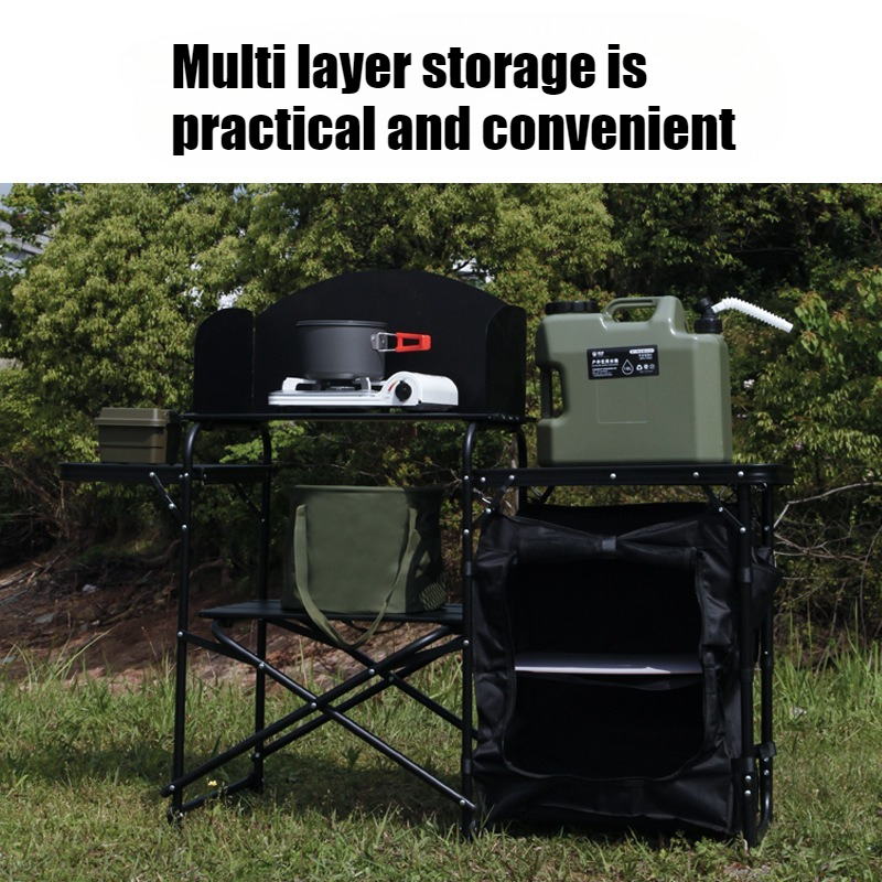 المحمولة التخييم خزانة قابلة ل - مراجعة Camping Cooking Bench وسعره