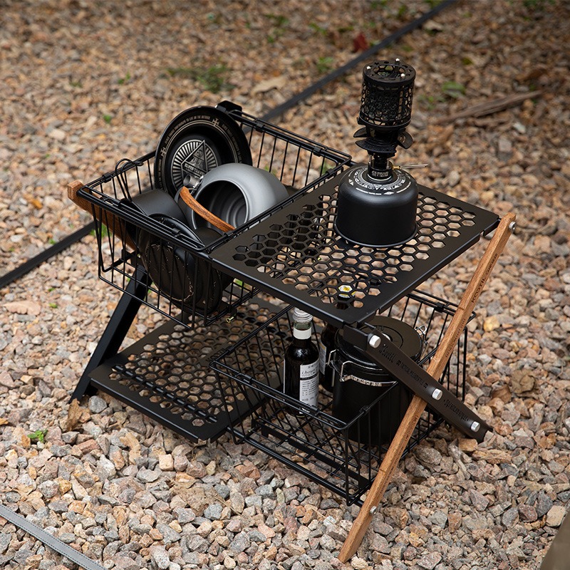 طاولات تخييم محمولة قابلة للطي - مراجعة Camping Cooking Organizer وسعره