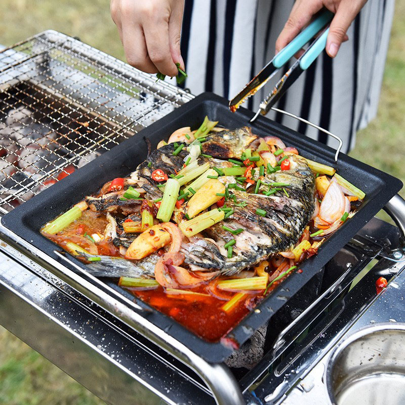 مقلاة شواء مربعة سميكة للاستخد - مراجعة Camping Cooking Device وسعره